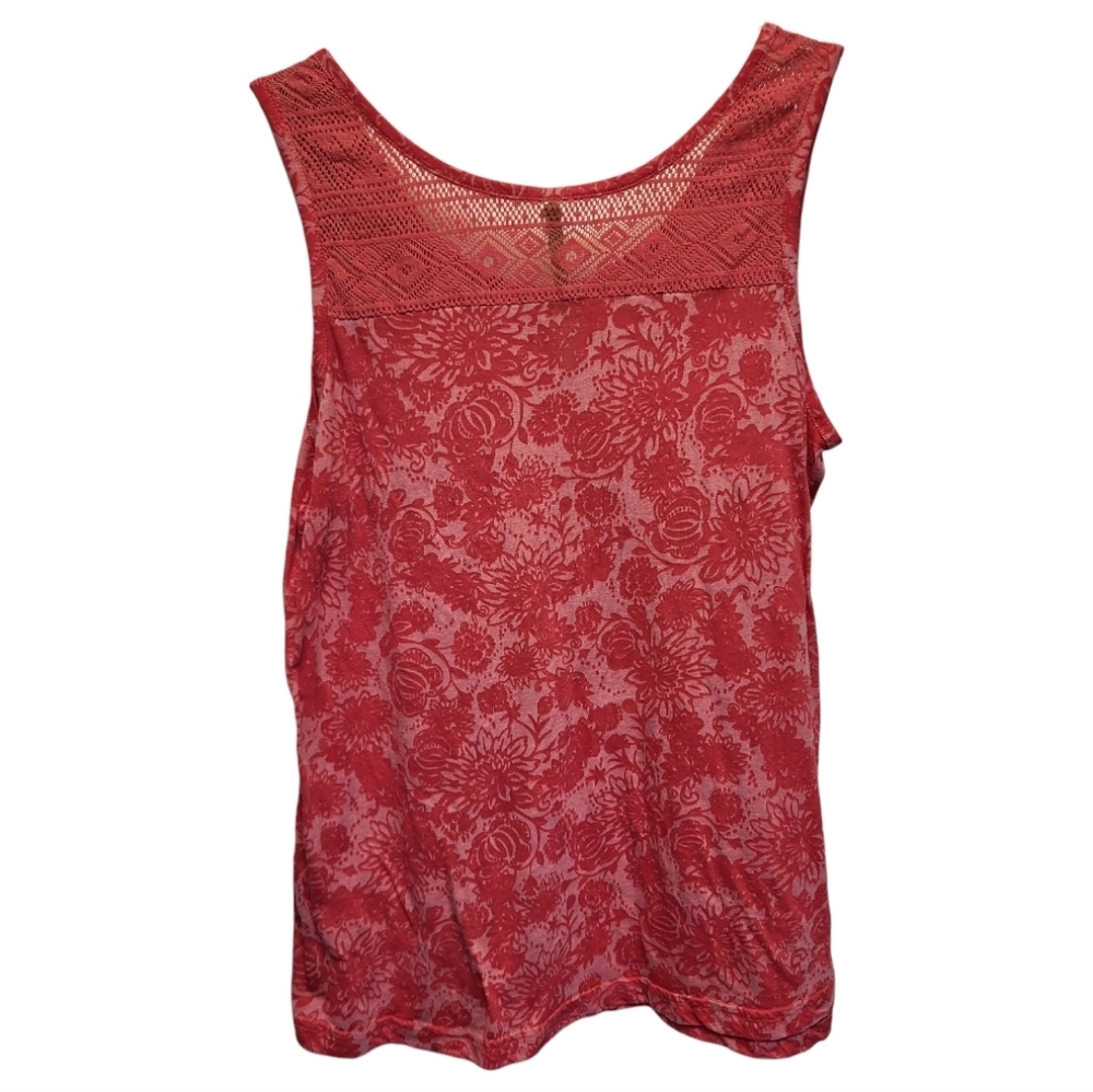 Cariloha Red Sleeveless Floral Tank Top - Size L - Picture 2 of 5